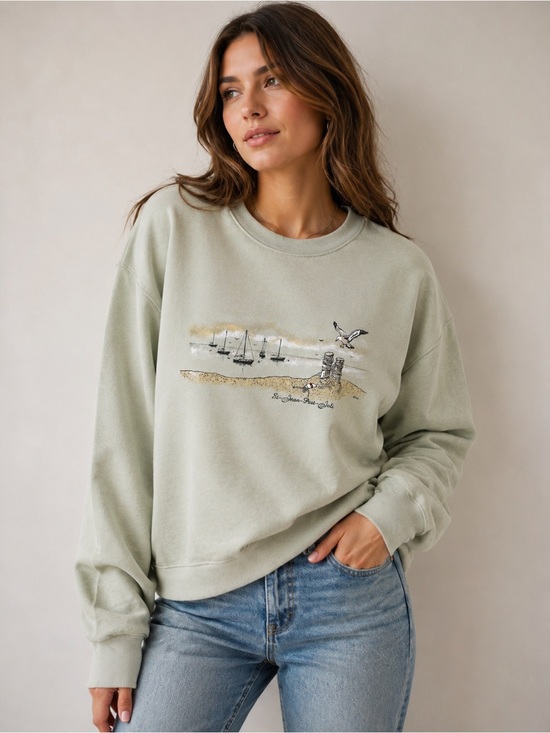 Vintage Tops - Vintage St-Jean-Port-Joli pistachio green sweatshirt sz small nautical granola